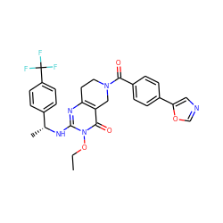 CCOn1c(N[C@H](C)c2ccc(C(F)(F)F)cc2)nc2c(c1=O)CN(C(=O)c1ccc(-c3cnco3)cc1)CC2 ZINC000216060735