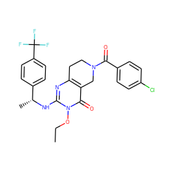 CCOn1c(N[C@H](C)c2ccc(C(F)(F)F)cc2)nc2c(c1=O)CN(C(=O)c1ccc(Cl)cc1)CC2 ZINC000216047951