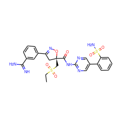 CCS(=O)(=O)C[C@@]1(C(=O)Nc2ncc(-c3ccccc3S(N)(=O)=O)cn2)CC(c2cccc(C(=N)N)c2)=NO1 ZINC000026662736