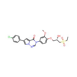 CCS(=O)(=O)C[C@@H](O)COc1ccc(-n2cnn3cc(-c4ccc(Cl)cc4)cc3c2=O)cc1OC ZINC000140514071