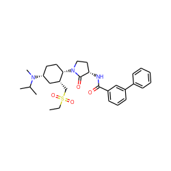 CCS(=O)(=O)C[C@@H]1C[C@H](N(C)C(C)C)CC[C@@H]1N1CC[C@H](NC(=O)c2cccc(-c3ccccc3)c2)C1=O ZINC000149335965