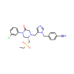 CCS(=O)(=O)C[C@@H]1CN(c2cccc(Cl)c2)C(=O)CN1Cc1cncn1Cc1ccc(C#N)cc1 ZINC000027210329