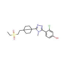 CCS(=O)(=O)CCC12CCC(c3nnc(-c4ccc(O)cc4Cl)n3C)(CC1)CC2 ZINC000038359947