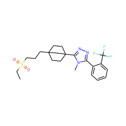 CCS(=O)(=O)CCCC12CCC(c3nnc(-c4ccccc4C(F)(F)F)n3C)(CC1)CC2 ZINC000003960659