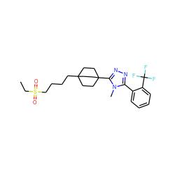 CCS(=O)(=O)CCCCC12CCC(c3nnc(-c4ccccc4C(F)(F)F)n3C)(CC1)CC2 ZINC000071330061