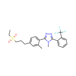 CCS(=O)(=O)CCCc1ccc(-c2nnc(-c3ccccc3C(F)(F)F)n2C)c(C)c1 ZINC000029043340