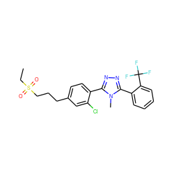 CCS(=O)(=O)CCCc1ccc(-c2nnc(-c3ccccc3C(F)(F)F)n2C)c(Cl)c1 ZINC000029043342