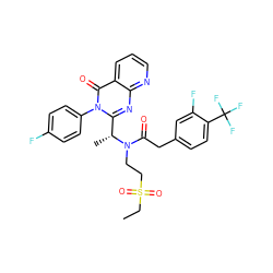 CCS(=O)(=O)CCN(C(=O)Cc1ccc(C(F)(F)F)c(F)c1)[C@H](C)c1nc2ncccc2c(=O)n1-c1ccc(F)cc1 ZINC000073158473