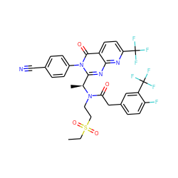 CCS(=O)(=O)CCN(C(=O)Cc1ccc(F)c(C(F)(F)F)c1)[C@@H](C)c1nc2nc(C(F)(F)F)ccc2c(=O)n1-c1ccc(C#N)cc1 ZINC000049722663