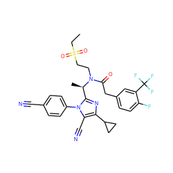 CCS(=O)(=O)CCN(C(=O)Cc1ccc(F)c(C(F)(F)F)c1)[C@H](C)c1nc(C2CC2)c(C#N)n1-c1ccc(C#N)cc1 ZINC000029130167