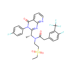 CCS(=O)(=O)CCN(C(=O)Cc1ccc(F)c(C(F)(F)F)c1)[C@H](C)c1nc2ncccc2c(=O)n1-c1ccc(F)cc1 ZINC000073161766