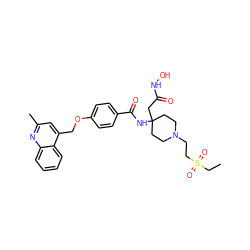 CCS(=O)(=O)CCN1CCC(CC(=O)NO)(NC(=O)c2ccc(OCc3cc(C)nc4ccccc34)cc2)CC1 ZINC000036351985