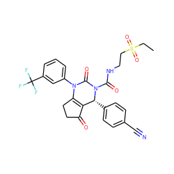 CCS(=O)(=O)CCNC(=O)N1C(=O)N(c2cccc(C(F)(F)F)c2)C2=C(C(=O)CC2)[C@H]1c1ccc(C#N)cc1 ZINC001772617805