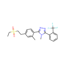 CCS(=O)(=O)CCc1ccc(-c2nnc(-c3ccccc3C(F)(F)F)n2C)c(C)c1 ZINC000029043347