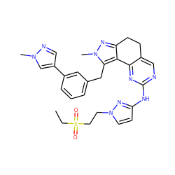 CCS(=O)(=O)CCn1ccc(Nc2ncc3c(n2)-c2c(nn(C)c2Cc2cccc(-c4cnn(C)c4)c2)CC3)n1 ZINC000205268418