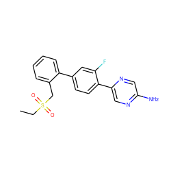 CCS(=O)(=O)Cc1ccccc1-c1ccc(-c2cnc(N)cn2)c(F)c1 ZINC000224742837