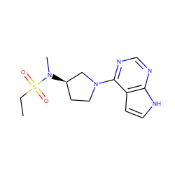 CCS(=O)(=O)N(C)[C@@H]1CCN(c2ncnc3[nH]ccc23)C1 ZINC000149033863