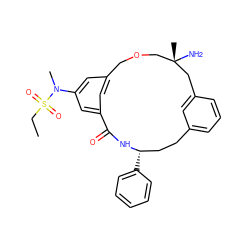 CCS(=O)(=O)N(C)c1cc2cc(c1)C(=O)N[C@@H](c1ccccc1)CCc1cccc(c1)C[C@@](C)(N)COC2 ZINC000028949973