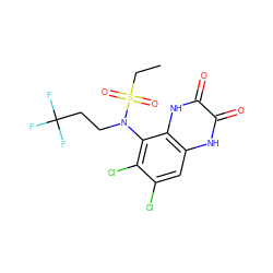 CCS(=O)(=O)N(CCC(F)(F)F)c1c(Cl)c(Cl)cc2[nH]c(=O)c(=O)[nH]c12 ZINC000028954151