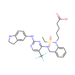 CCS(=O)(=O)N(CCCCC(=O)O)c1ccccc1CNc1nc(Nc2ccc3c(c2)CCN3)ncc1C(F)(F)F ZINC001772633703