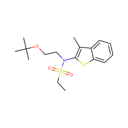 CCS(=O)(=O)N(CCOC(C)(C)C)c1sc2ccccc2c1C ZINC000115232646