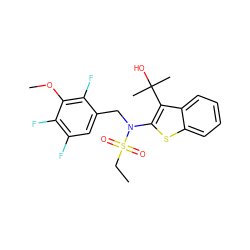 CCS(=O)(=O)N(Cc1cc(F)c(F)c(OC)c1F)c1sc2ccccc2c1C(C)(C)O ZINC000115232007