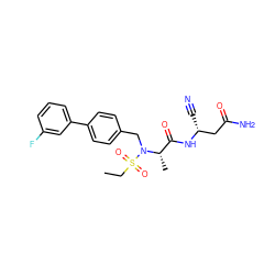 CCS(=O)(=O)N(Cc1ccc(-c2cccc(F)c2)cc1)[C@@H](C)C(=O)N[C@H](C#N)CC(N)=O ZINC000653793665