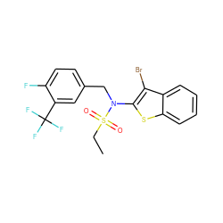 CCS(=O)(=O)N(Cc1ccc(F)c(C(F)(F)F)c1)c1sc2ccccc2c1Br ZINC000115234123