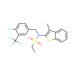 CCS(=O)(=O)N(Cc1ccc(F)c(C(F)(F)F)c1)c1sc2ccccc2c1C ZINC000115232139