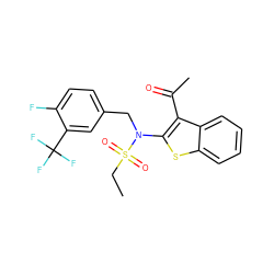 CCS(=O)(=O)N(Cc1ccc(F)c(C(F)(F)F)c1)c1sc2ccccc2c1C(C)=O ZINC000115230405