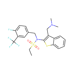 CCS(=O)(=O)N(Cc1ccc(F)c(C(F)(F)F)c1)c1sc2ccccc2c1CN(C)C ZINC000115231270