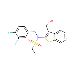 CCS(=O)(=O)N(Cc1ccc(F)c(F)c1)c1sc2ccccc2c1CO ZINC000115230939