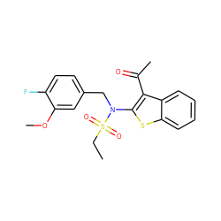 CCS(=O)(=O)N(Cc1ccc(F)c(OC)c1)c1sc2ccccc2c1C(C)=O ZINC000115232911