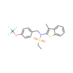 CCS(=O)(=O)N(Cc1ccc(OC(F)(F)F)cc1)c1sc2ccccc2c1C ZINC000115232103