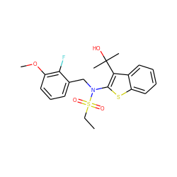 CCS(=O)(=O)N(Cc1cccc(OC)c1F)c1sc2ccccc2c1C(C)(C)O ZINC000115228249