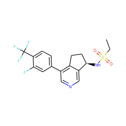 CCS(=O)(=O)N[C@@H]1CCc2c(-c3ccc(C(F)(F)F)c(F)c3)cncc21 ZINC000205713262