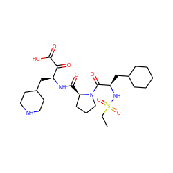 CCS(=O)(=O)N[C@H](CC1CCCCC1)C(=O)N1CCC[C@H]1C(=O)N[C@@H](CC1CCNCC1)C(=O)C(=O)O ZINC000028233700