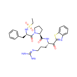 CCS(=O)(=O)N[C@H](Cc1ccccc1)C(=O)N1CCC[C@H]1C(=O)N[C@@H](CCCN=C(N)N)C(=O)c1nc2ccccc2s1 ZINC000014954437