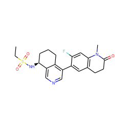 CCS(=O)(=O)N[C@H]1CCCc2c(-c3cc4c(cc3F)N(C)C(=O)CC4)cncc21 ZINC000205014015