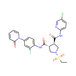 CCS(=O)(=O)N1C[C@H](C(=O)Nc2ccc(Cl)cn2)[C@@H](C(=O)Nc2ccc(-n3ccccc3=O)cc2F)C1 ZINC000058581156