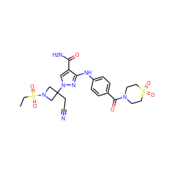 CCS(=O)(=O)N1CC(CC#N)(n2cc(C(N)=O)c(Nc3ccc(C(=O)N4CCS(=O)(=O)CC4)cc3)n2)C1 ZINC000220954162