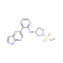 CCS(=O)(=O)N1CC[C@@H](Nc2ncccc2-c2cnc3[nH]ccc3n2)C1 ZINC000169031955