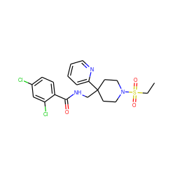 CCS(=O)(=O)N1CCC(CNC(=O)c2ccc(Cl)cc2Cl)(c2ccccn2)CC1 ZINC000034631303