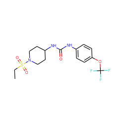 CCS(=O)(=O)N1CCC(NC(=O)Nc2ccc(OC(F)(F)F)cc2)CC1 ZINC000043192675