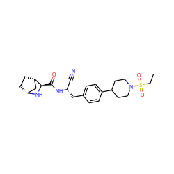 CCS(=O)(=O)N1CCC(c2ccc(C[C@@H](C#N)NC(=O)[C@H]3N[C@@H]4CC[C@H]3C4)cc2)CC1 ZINC000221931229