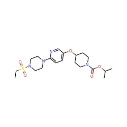 CCS(=O)(=O)N1CCN(c2ccc(OC3CCN(C(=O)OC(C)C)CC3)cn2)CC1 ZINC000049068387