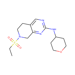 CCS(=O)(=O)N1CCc2cnc(NC3CCOCC3)nc2C1 ZINC000263620583