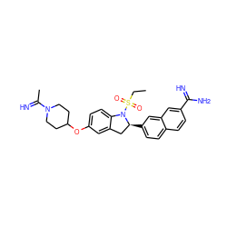 CCS(=O)(=O)N1c2ccc(OC3CCN(C(C)=N)CC3)cc2C[C@@H]1c1ccc2ccc(C(=N)N)cc2c1 ZINC000035975467