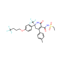 CCS(=O)(=O)NC(=O)C1=C(c2ccc(C)cc2)C[C@](c2ccc(OCCCC(F)(F)F)cc2)(C(F)(F)F)NC1=O ZINC001772577597