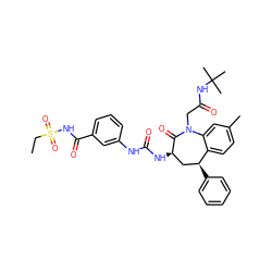 CCS(=O)(=O)NC(=O)c1cccc(NC(=O)N[C@@H]2C[C@H](c3ccccc3)c3ccc(C)cc3N(CC(=O)NC(C)(C)C)C2=O)c1 ZINC000029566007